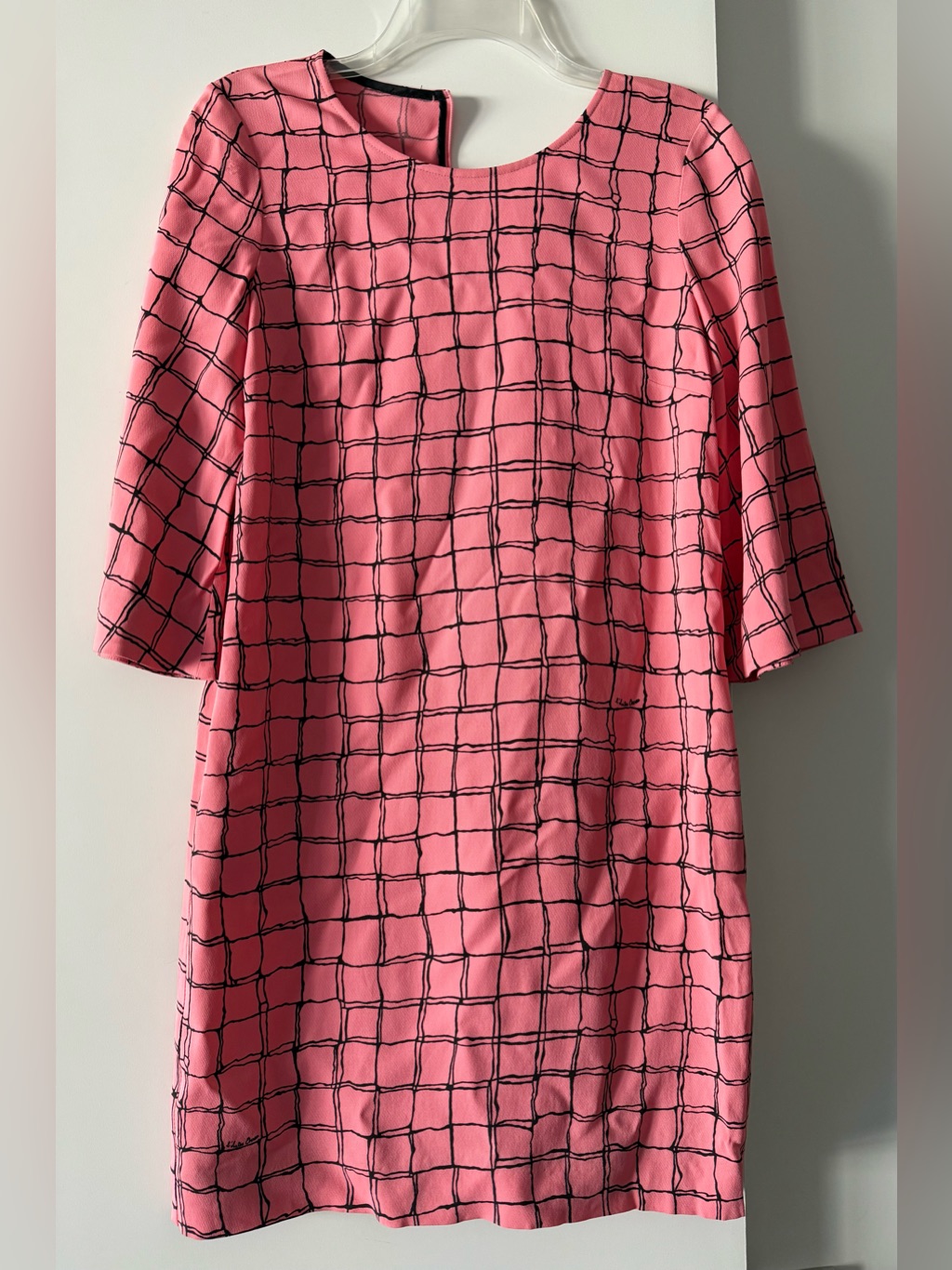 L’autre Chose Pink Grid Print Shift Dress. Nwt